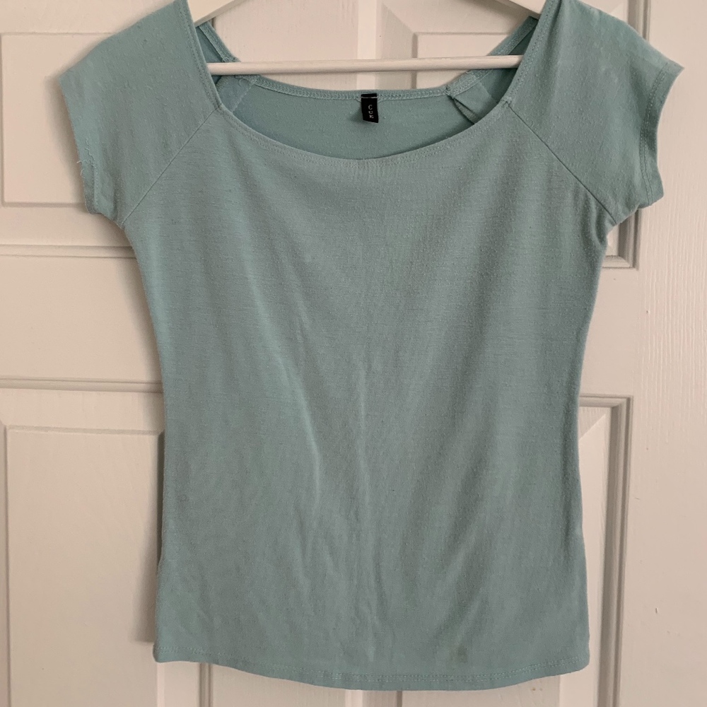 CUE Sea Foam Green Boatneck Top